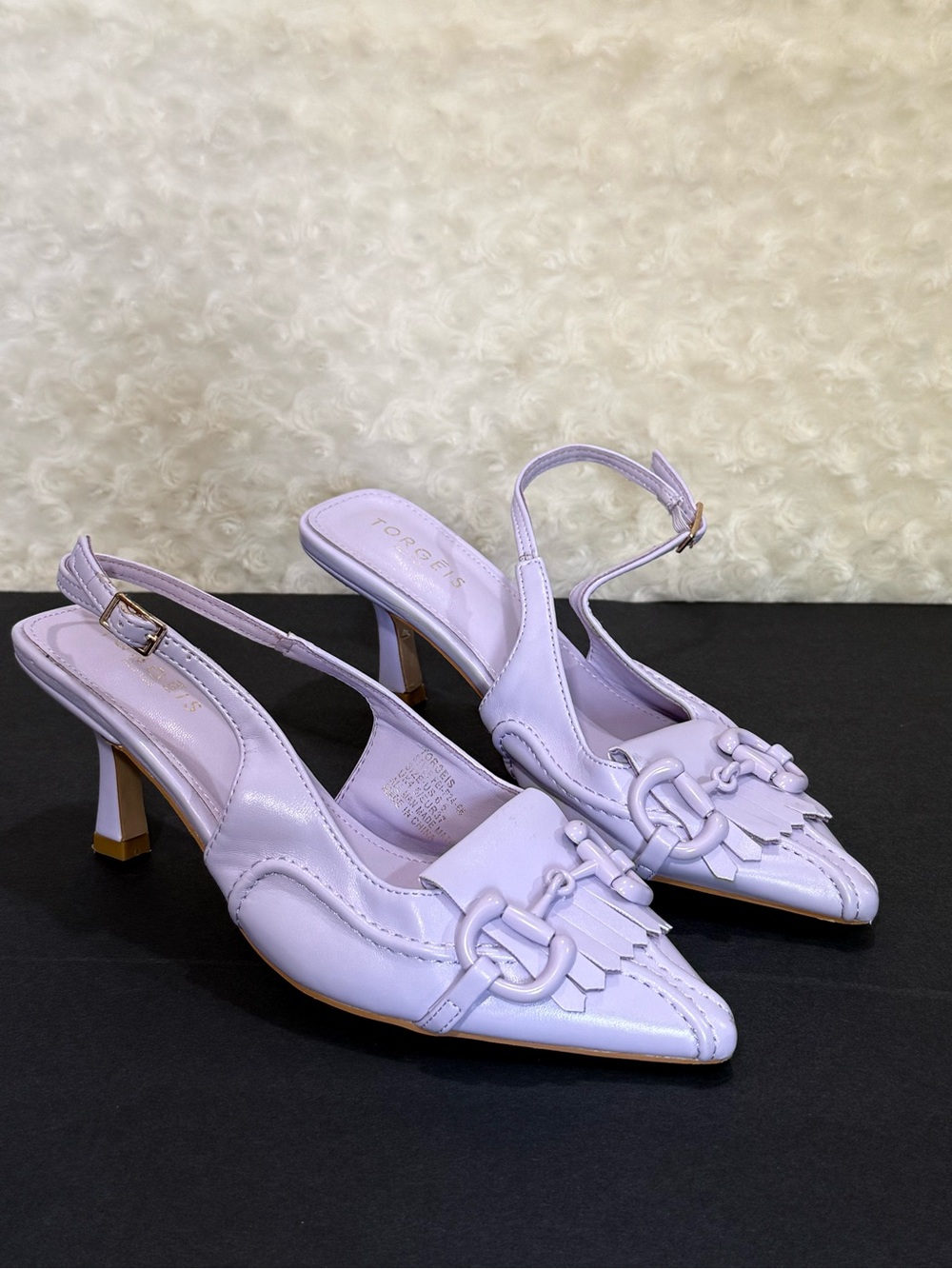 Torgeis New York Lilac Leather Slingback Heels, sz 6.5